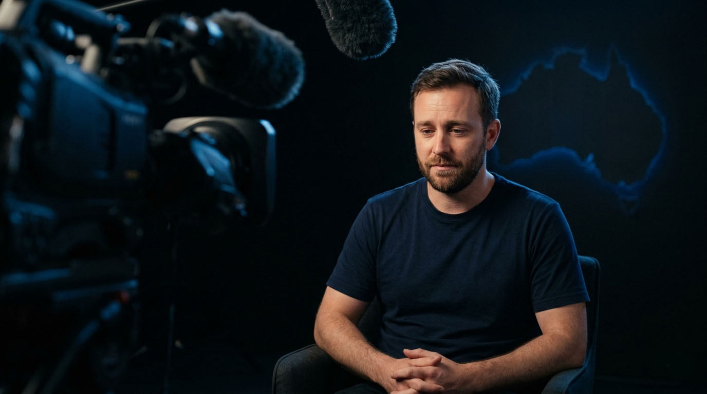 Dan Saunders 60 Minutes Australia interview style still