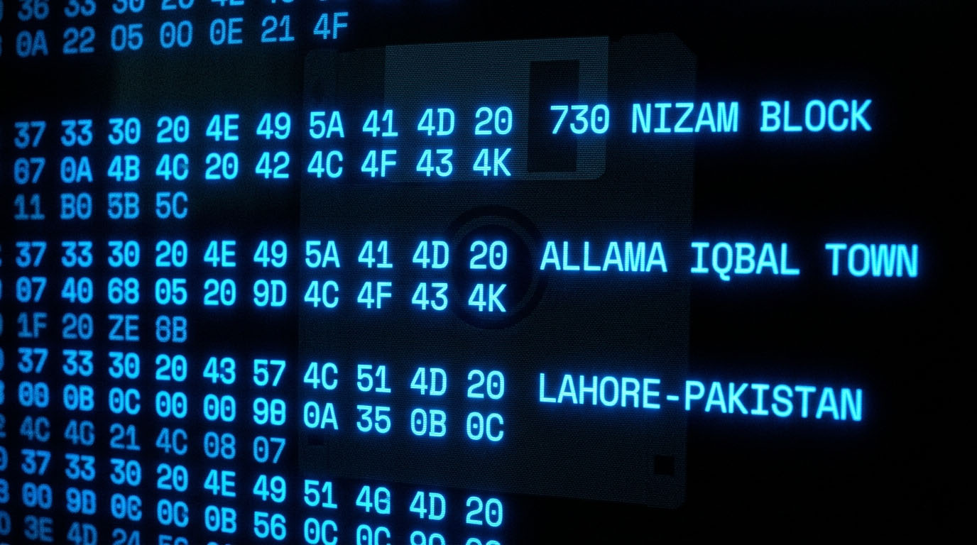 Hex editor showing Brain virus strings