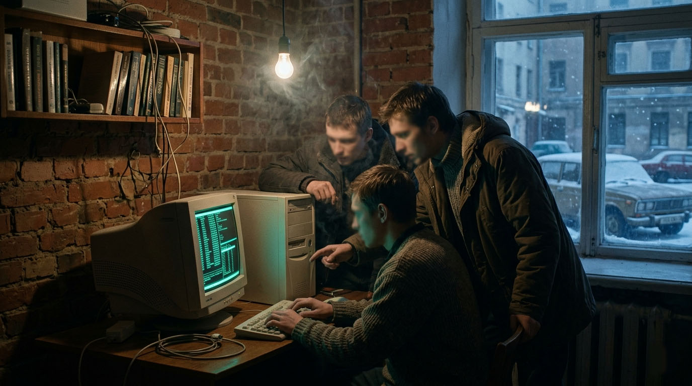 St Petersburg 1990s computer room  X.25 terminal hacker scene