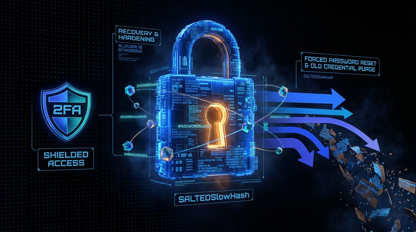 LinkedIn remediation salted slow hashing two factor authentication and forced password resets conceptual render
