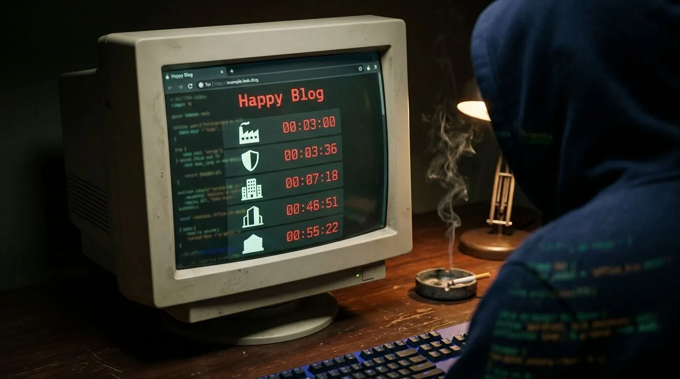 REvil Happy Blog leak site abstract render